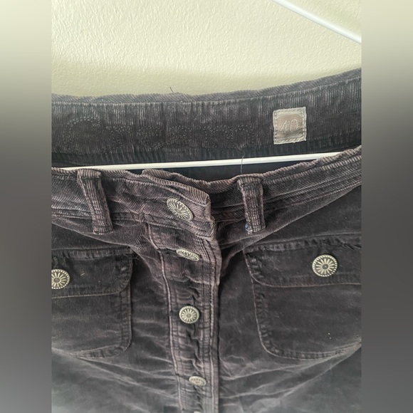 Cream Corduroy Button Up Skirt with Pockets, Size 8/10, Brown - Picture 2 of 3